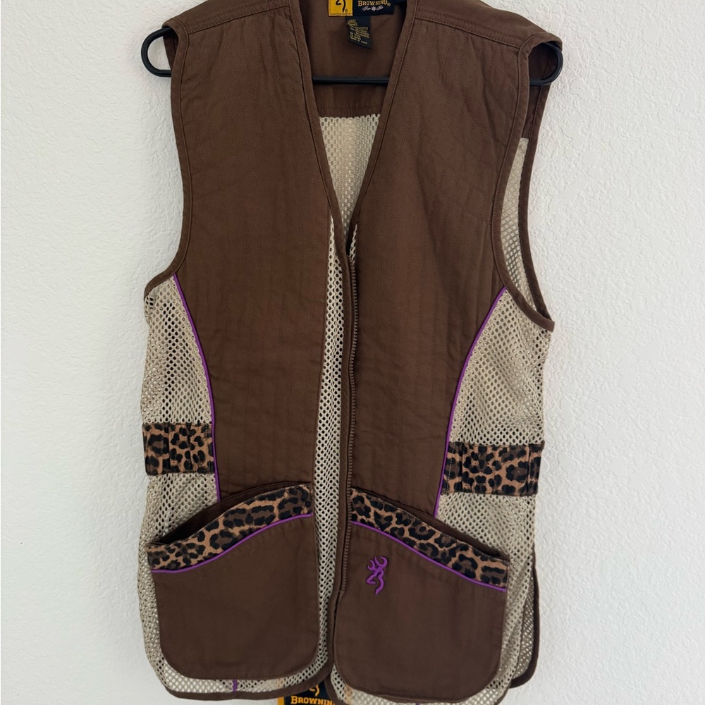 Browning Brown and Tan Vest with Leopard Print